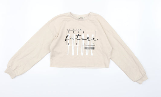 George Girls Beige  Jersey Pullover Sweatshirt Size 9-10 Years