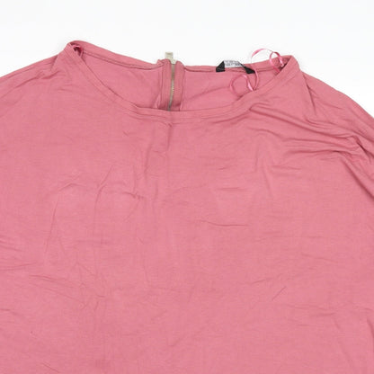 Close-up detail of Select women’s pink basic blouse, size UK 18