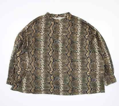 Additional front view of George women’s yellow animal print pullover sweatshirt, size 2XL