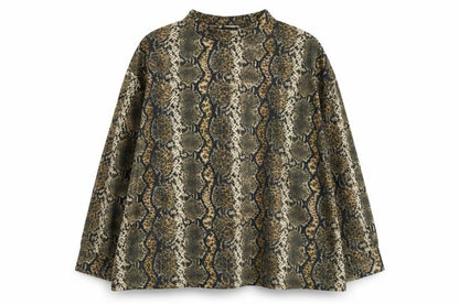 Front view of George women’s yellow animal print pullover sweatshirt, size 2XL