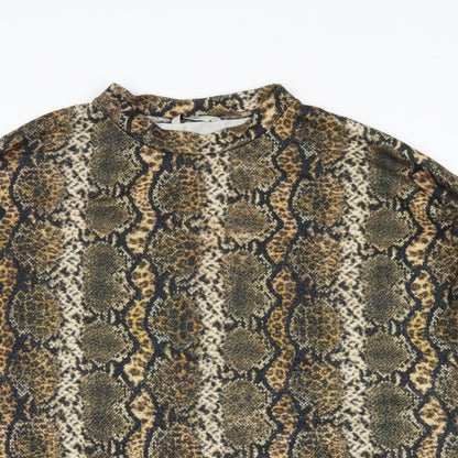 Close-up detail of George women’s yellow animal print pullover sweatshirt, size 2XL