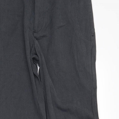 Close-up detail of Next men’s grey striped trousers, size 32, in