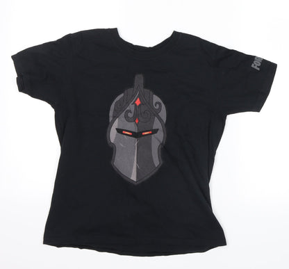 Front view of fortnite boys’ black basic t-shirt, size L