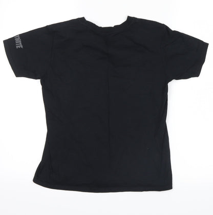 Back view of fortnite boys’ black basic t-shirt, size L