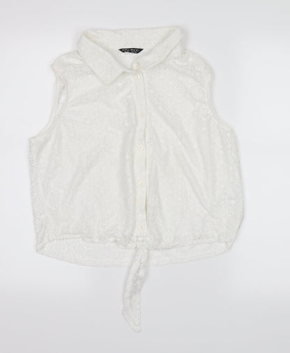Front view of Select women’s white basic tank, size UK 16