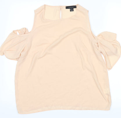 Front view of Atmosphere women’s beige basic blouse, size UK 14