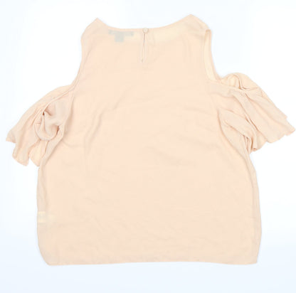 Back view of Atmosphere women’s beige basic blouse, size UK 14