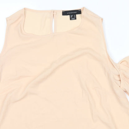 Close-up detail of Atmosphere women’s beige basic blouse, size UK 14