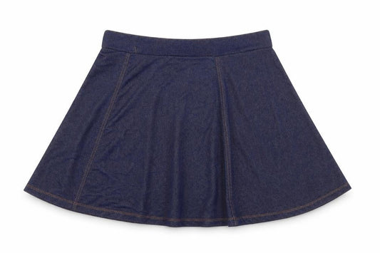 Front view of H&M women’s blue a-line skirt, size S