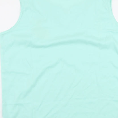 Brand and care label for nuggets women’s green paisley basic tank, size M
