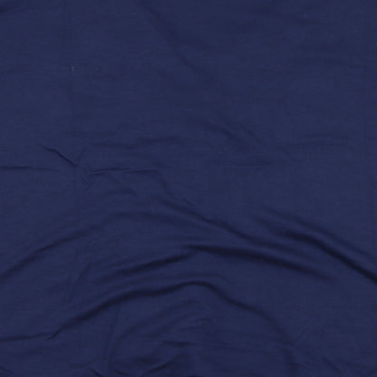 Brand and care label for paramour women’s blue basic button-up, size S