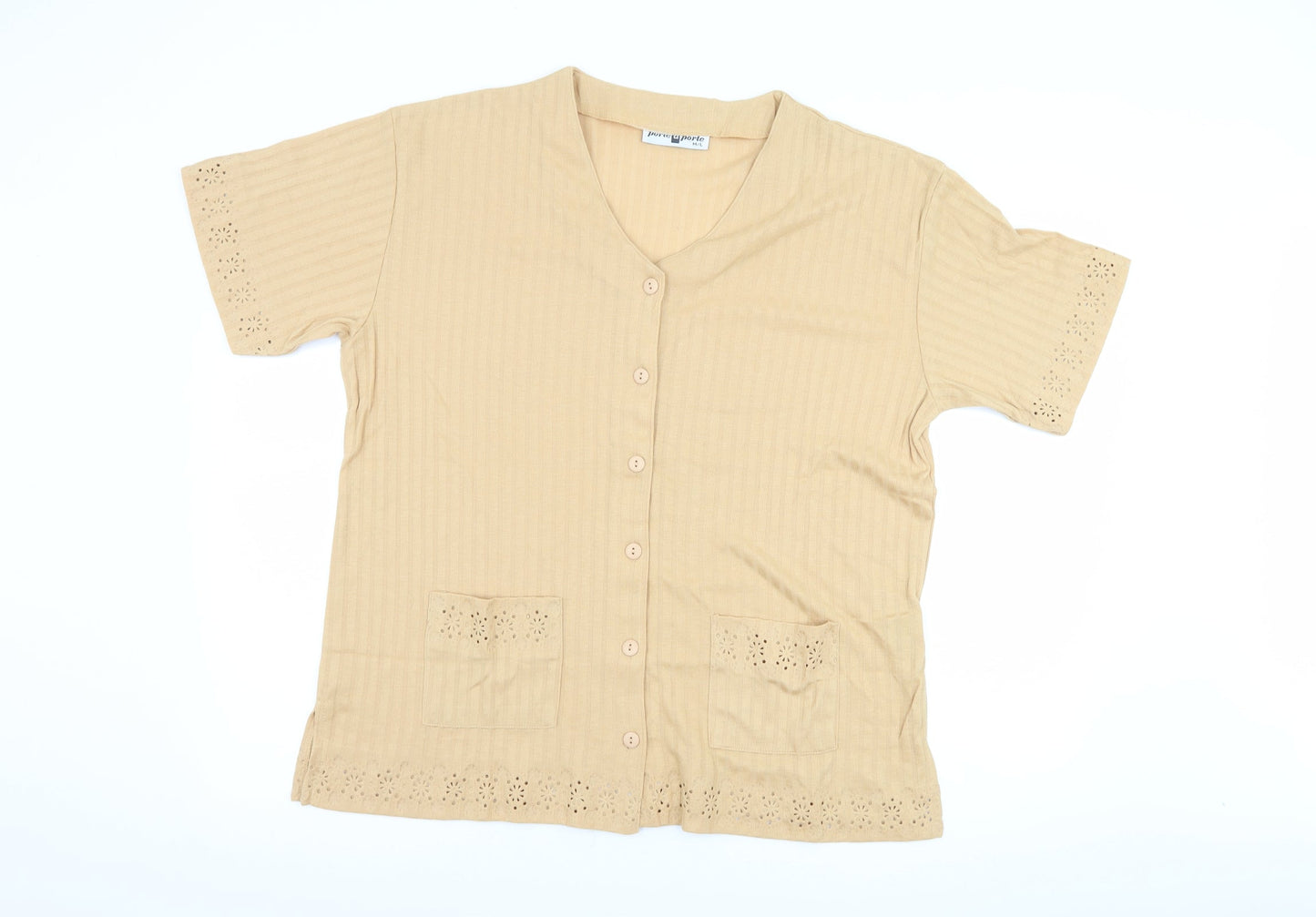 Porte a Porte Womens Brown   Basic Button-Up Size M