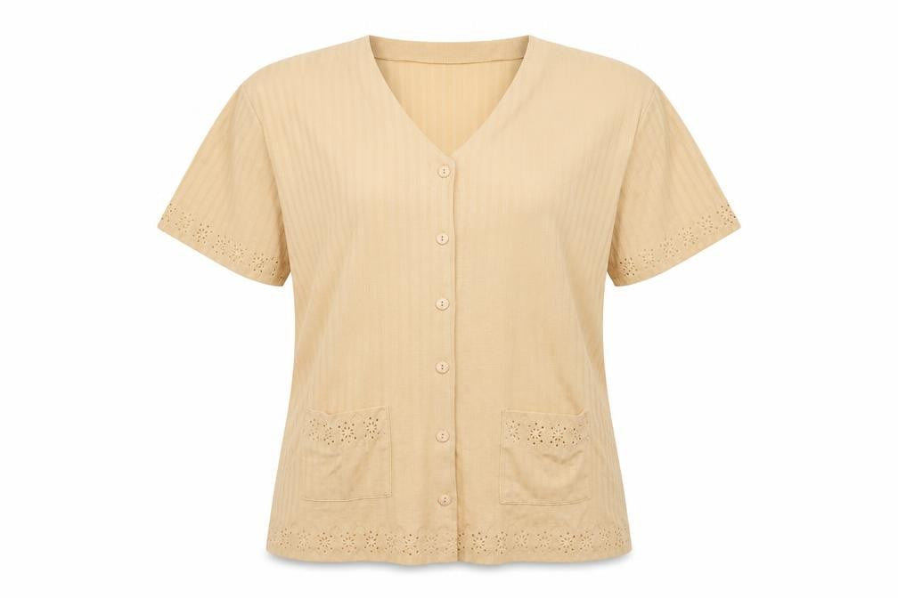 Porte a Porte Womens Brown   Basic Button-Up Size M