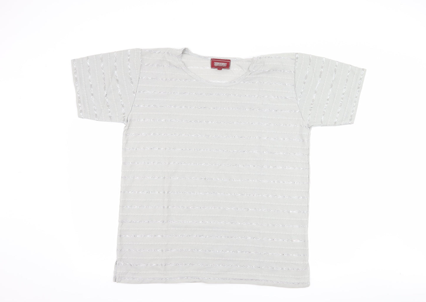 Icecube Womens Grey Striped  Basic T-Shirt Size L