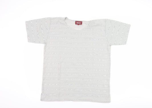 Icecube Womens Grey Striped  Basic T-Shirt Size L