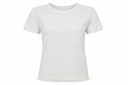 Front view of Icecube women’s grey striped basic t-shirt, size L