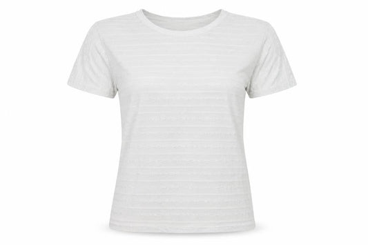 Front view of Icecube women’s grey striped basic t-shirt, size L