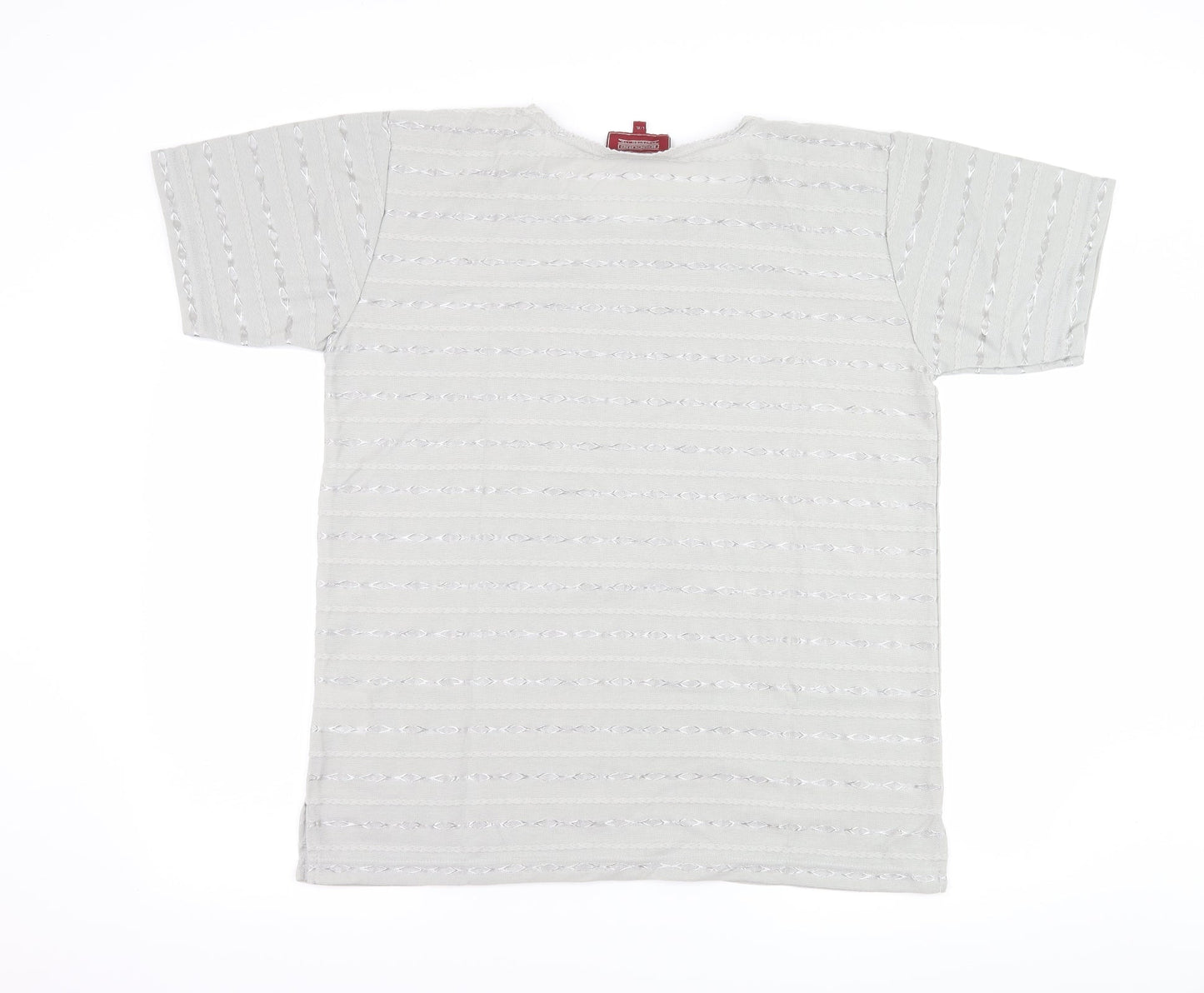 Icecube Womens Grey Striped  Basic T-Shirt Size L