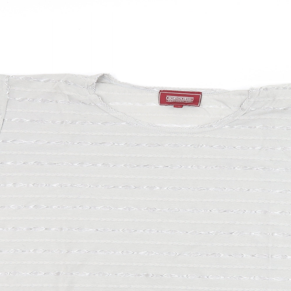 Icecube Womens Grey Striped  Basic T-Shirt Size L