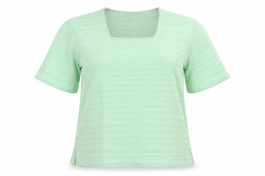 Front view of Icecube women’s green striped basic t-shirt, size XL