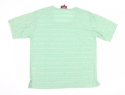 Back view of Icecube women’s green striped basic t-shirt, size XL