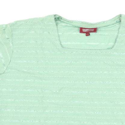 Close-up detail of Icecube women’s green striped basic t-shirt, size XL