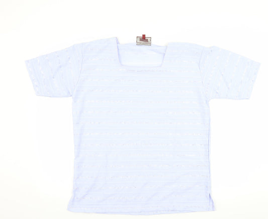 Icecube Womens Purple Striped  Basic T-Shirt Size L