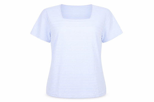 Front view of Icecube women’s purple striped basic t-shirt, size L