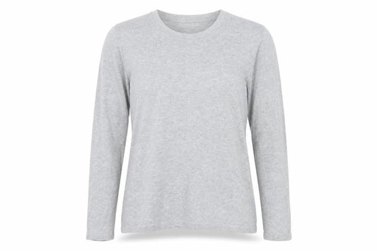 Front view of Preworn women’s silver basic t-shirt, size S