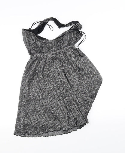 Back view of Miss Selfridge women’s silver a-line, size UK 6