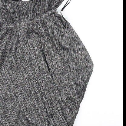 Brand and care label for Miss Selfridge women’s silver a-line, size UK 6