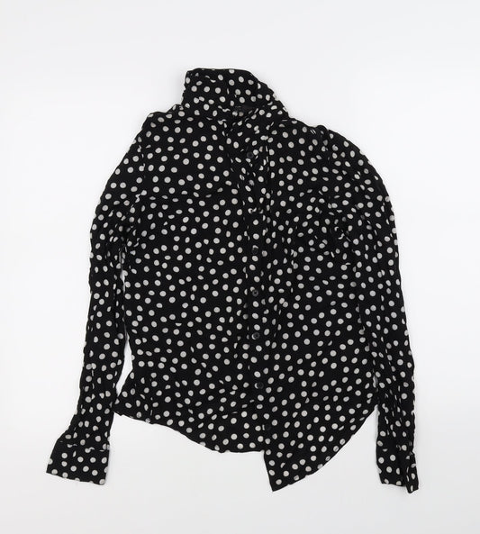 NEXT Womens Black Polka Dot  Basic Button-Up Size 8