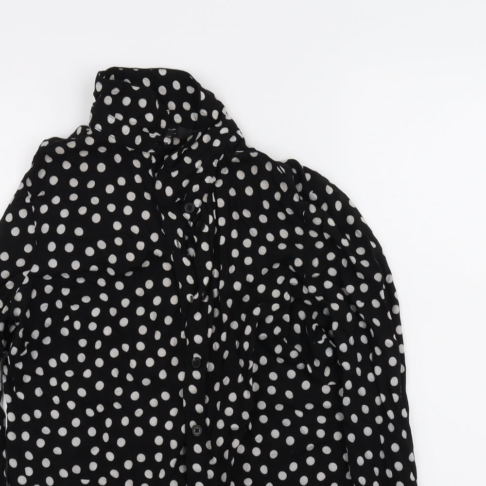 NEXT Womens Black Polka Dot  Basic Button-Up Size 8