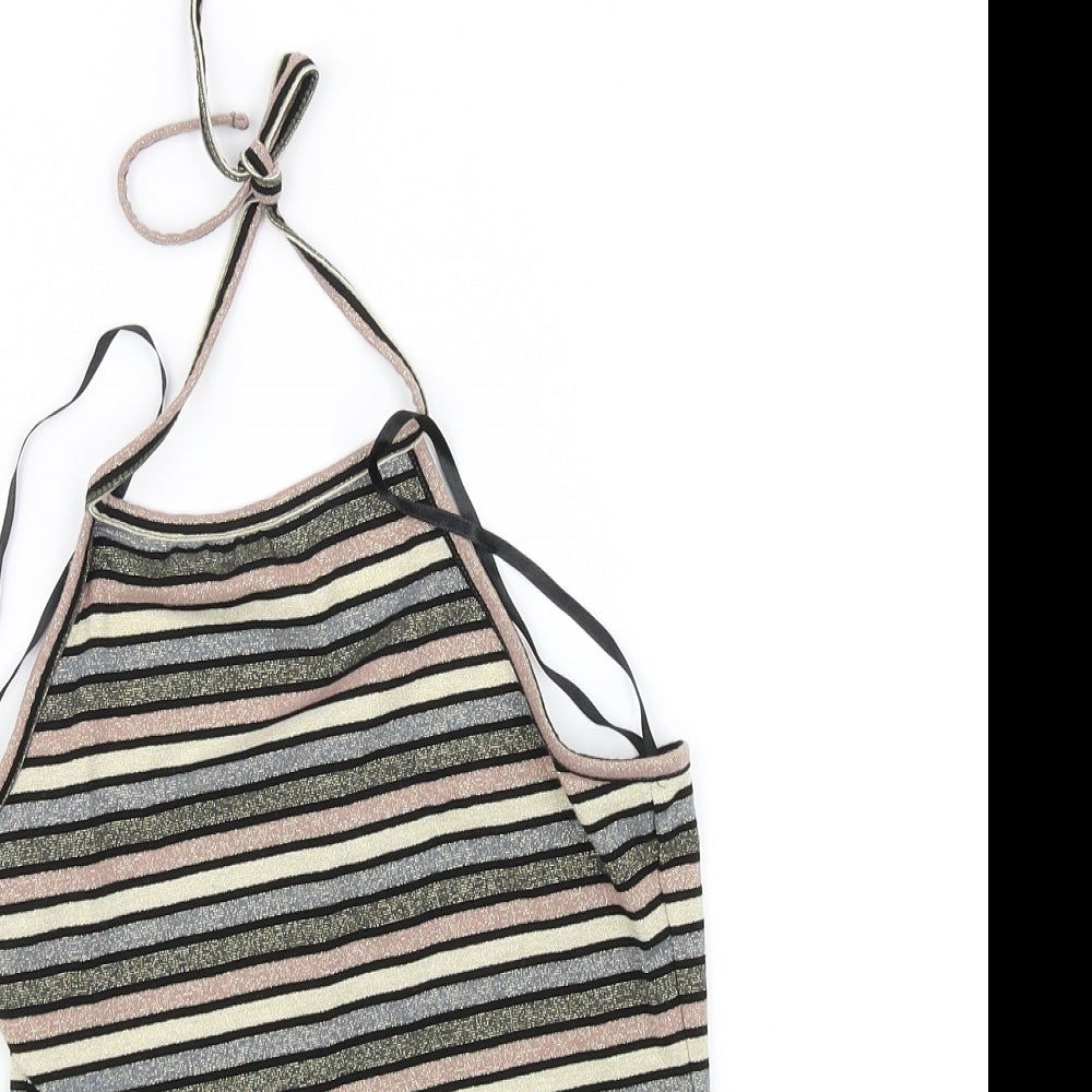 Topshop Womens Pink Striped  Basic T-Shirt Size 12