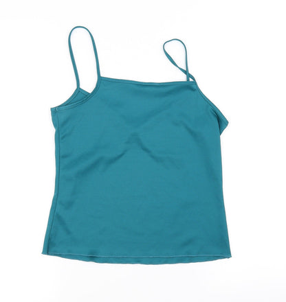 Back view of Preworn women’s green basic t-shirt, size UK 10