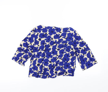 Back view of H&M women’s blue basic t-shirt, size UK 4