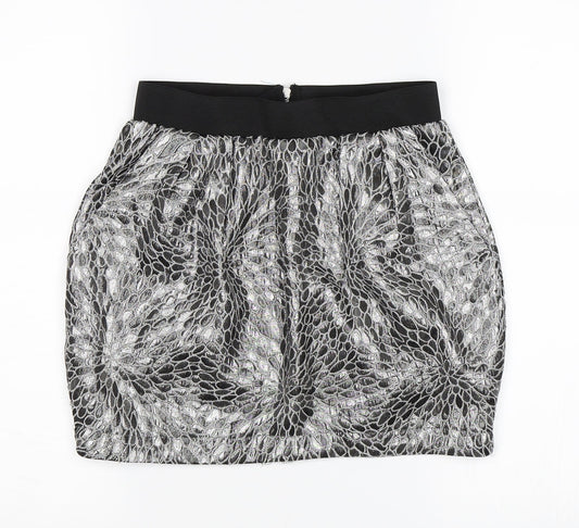 Rare Womens Black Floral  Mini Skirt Size 6