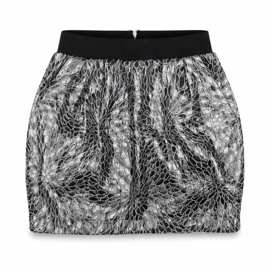 Front view of Rare women’s black floral mini skirt, size UK 6