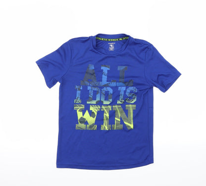 Additional front view of Athletic Works boys’ black basic t-shirt, size 7-8, years