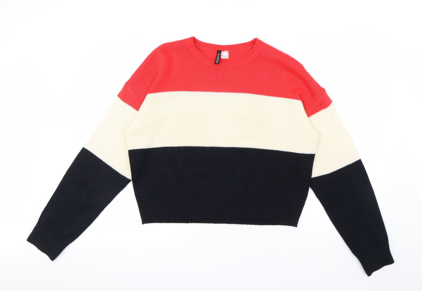 H&M Womens Multicoloured Striped  Pullover Jumper Size M