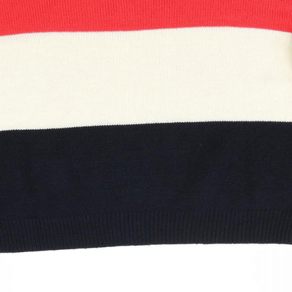 Brand and care label for H&M women’s multicoloured striped jumper, size M