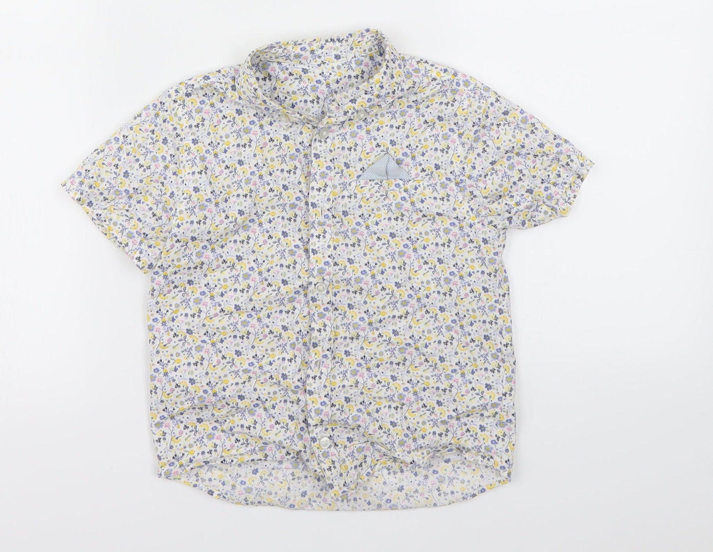Preworn Boys White Floral  Basic Button-Up Size 3-4 Years
