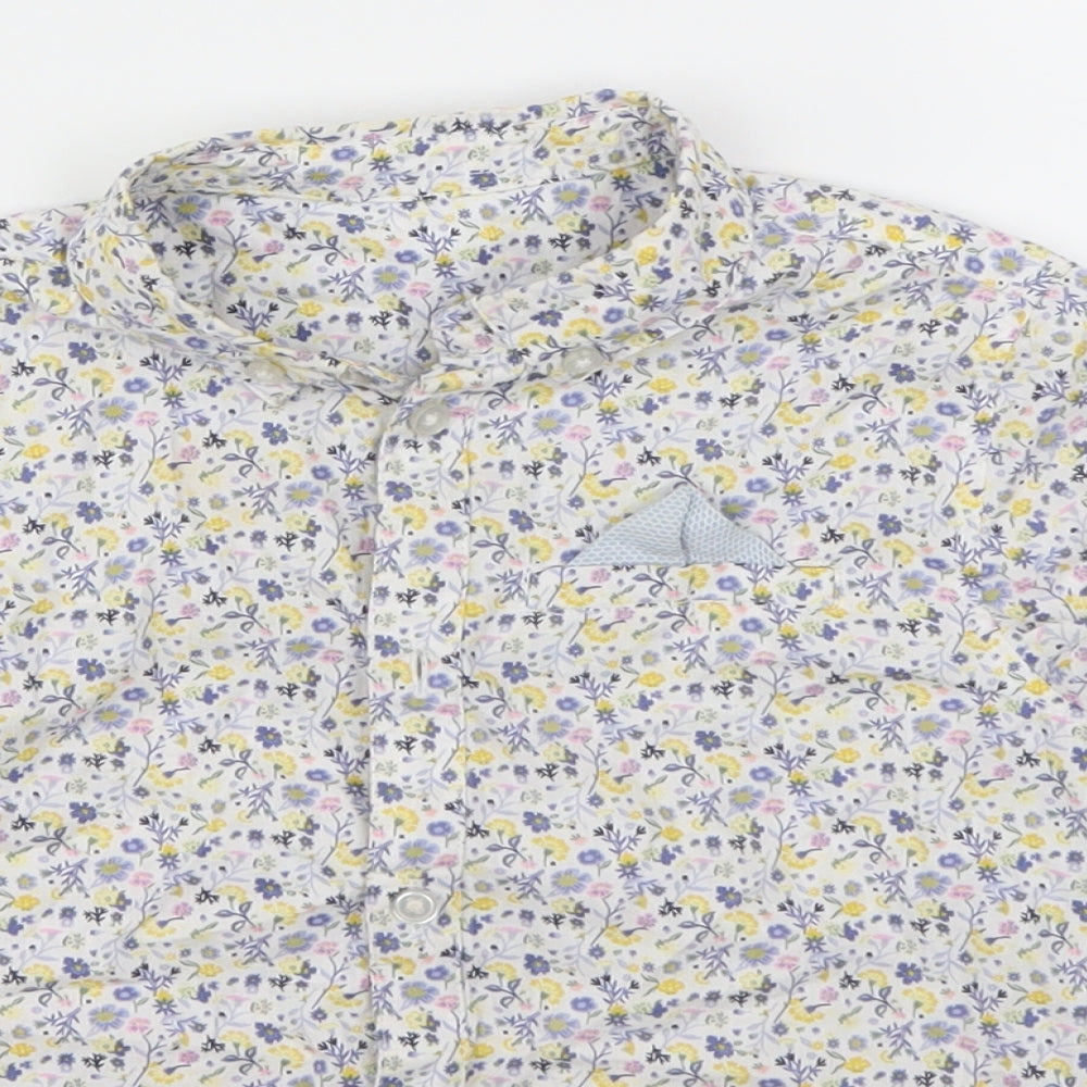 Preworn Boys White Floral  Basic Button-Up Size 3-4 Years