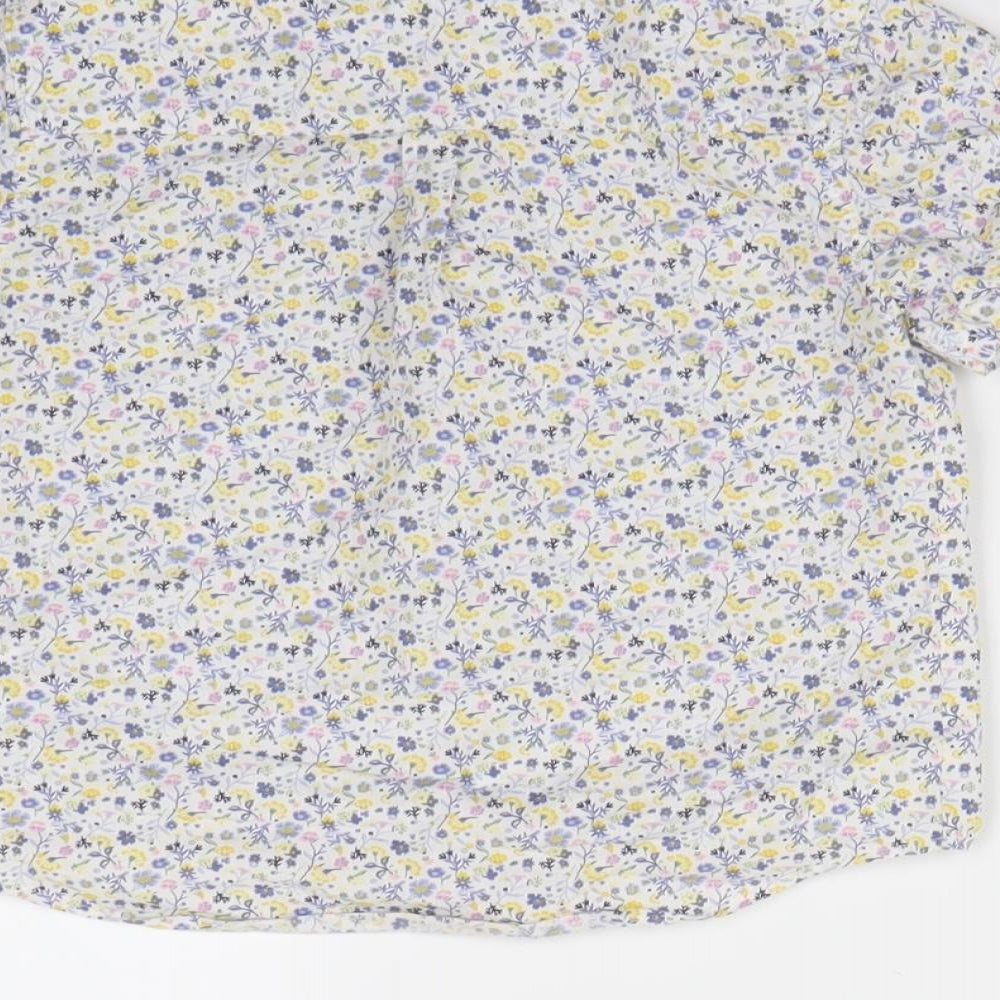 Preworn Boys White Floral  Basic Button-Up Size 3-4 Years