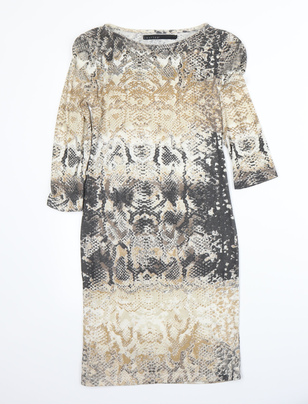 Crafted Womens Beige Animal Print  Bodycon  Size 10