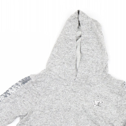 Close-up detail of F&F girls’ grey pullover hoodie, size 9-10, years