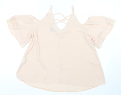 Back view of Primark women’s pink mesh basic blouse, size UK 8
