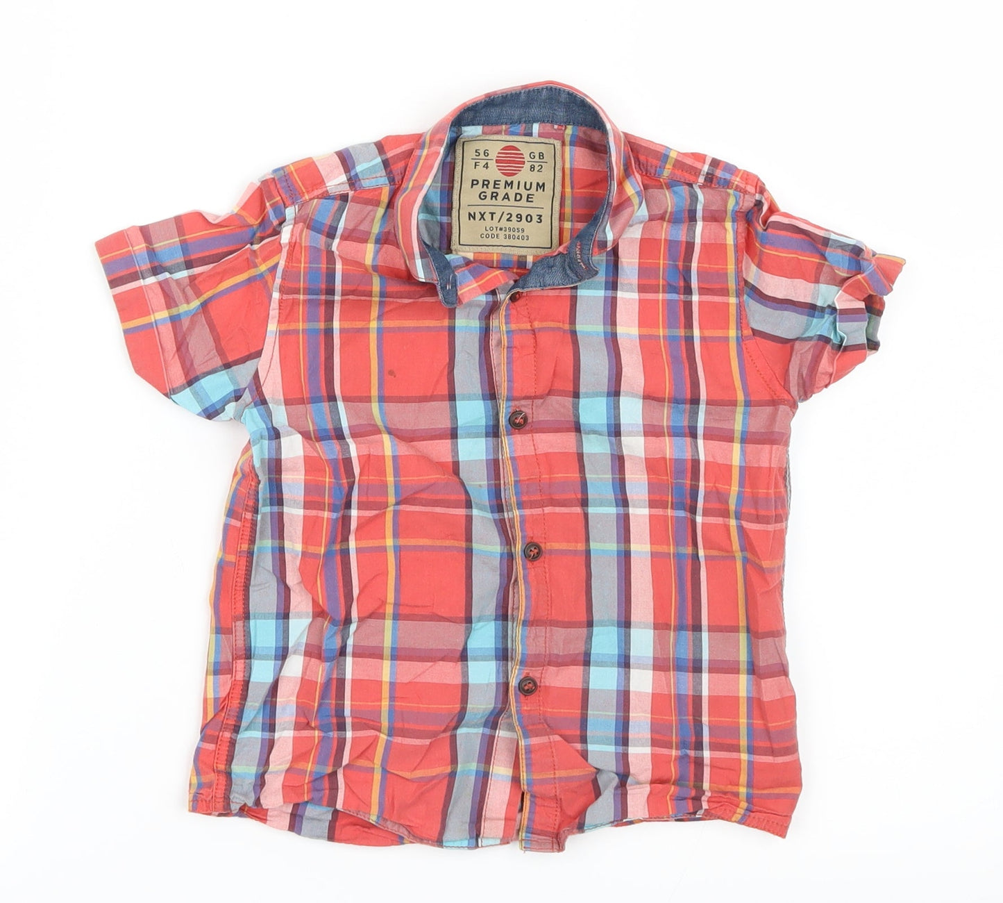 NEXT Boys Red Check  Basic Button-Up Size 4 Years