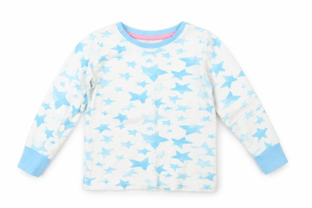 Next Girls Blue Geometric  Top Pyjama Top Size 2-3 Years  - Stars
