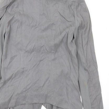 Brand and care label for Warehouse women’s grey jacket, size UK 6